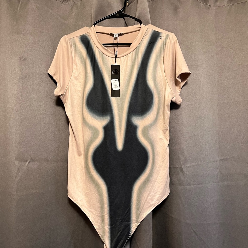 Beige and Black Women's bodysuit